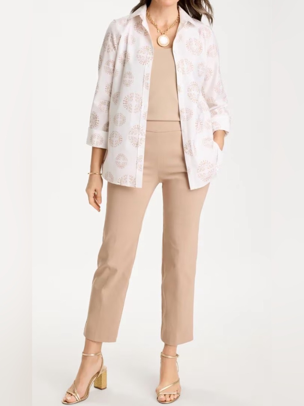 Chico’s Ankle-Length Slimming Khaki Straight-Leg Pants in Large (Chico’s 2) E60